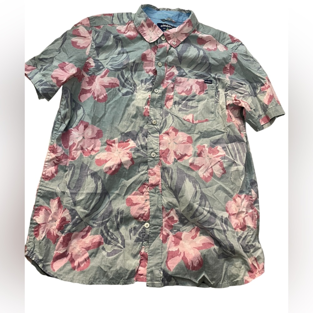 Chubbies Men’s Floral Button Up Shirt Short Sleeve Chest Pocket Large NWT